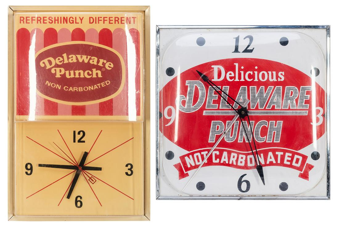 Delaware Punch Electric Advertising Clocks. 1970s. (1 of 1)