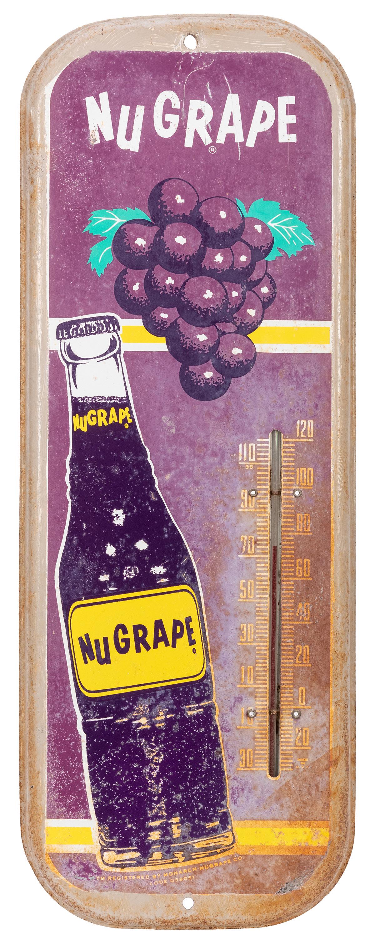 Nu-Grape Advertising Thermometer. 1960s. 16 x 6” (1 of 1)