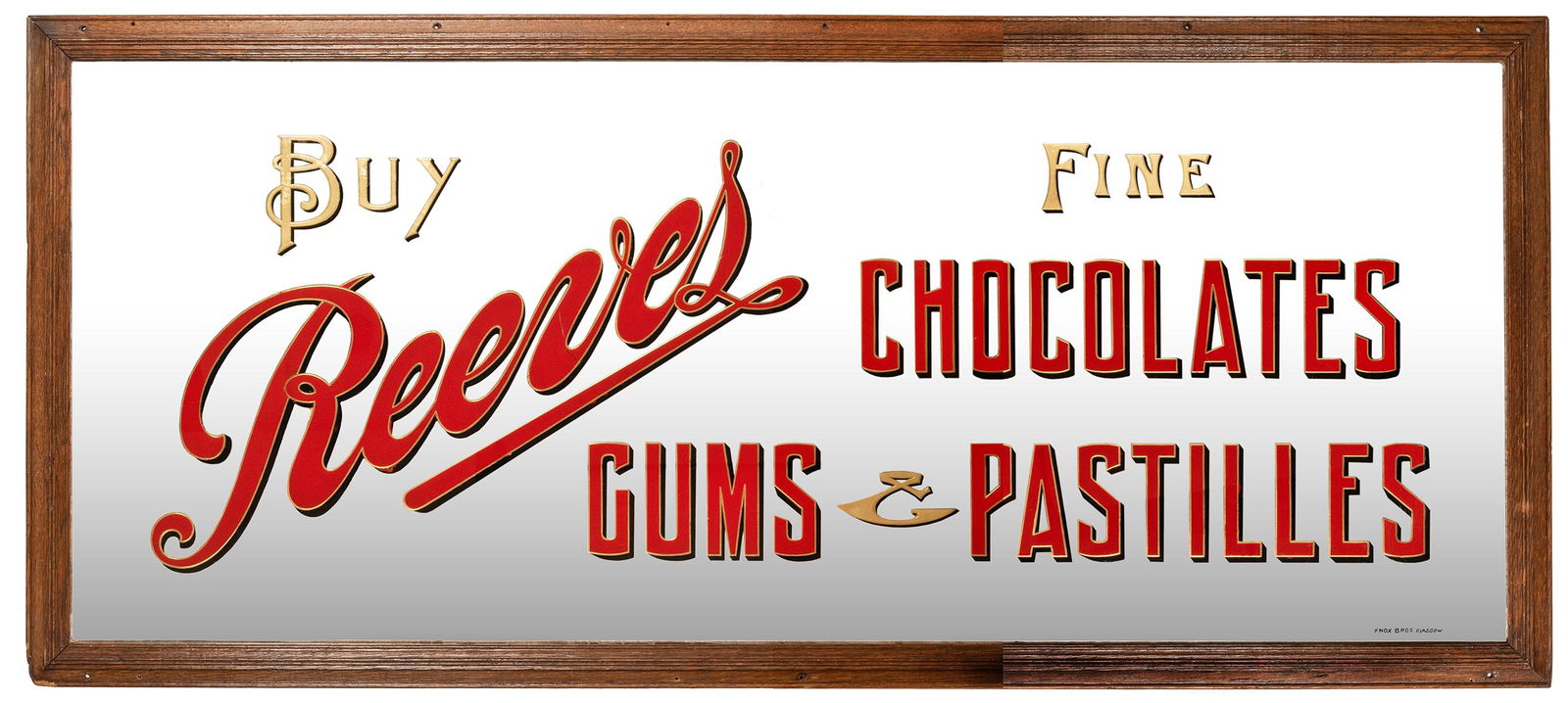 Reeves Chocolates Reverse-Painted Advertising Mirror. (1 of 1)