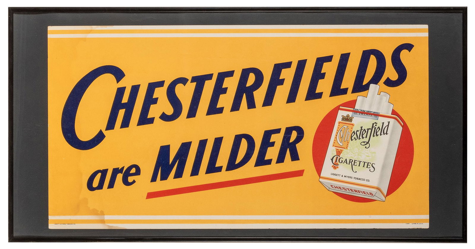 “Chesterfields are Milder” Cigarette Sign. (1 of 1)