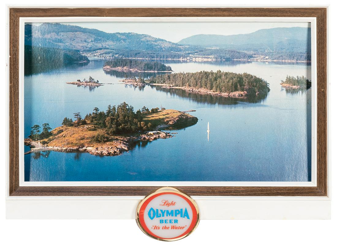 Olympia Light Beer Lighted Wall Sign. 1970s. Metal (1 of 1)