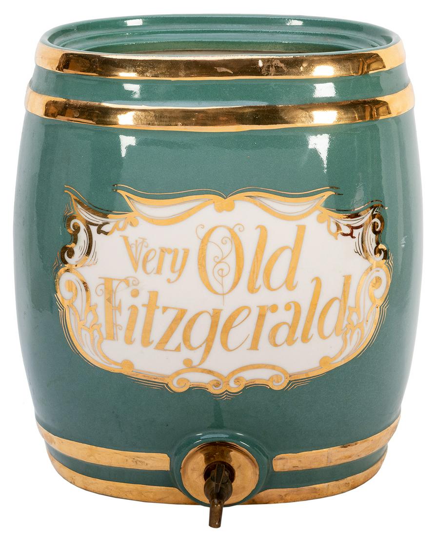 Very Old Fitzgerald Porcelain Dispenser. Teal green (1 of 1)