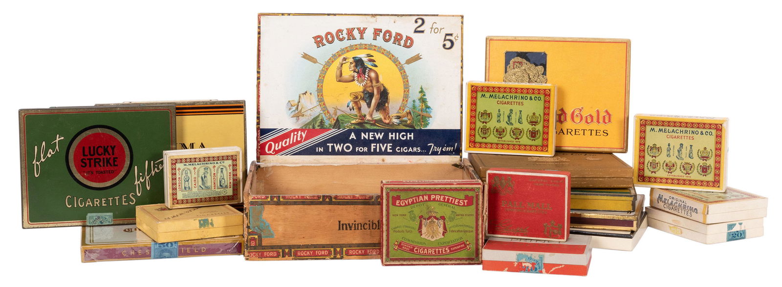 Group of 19 Vintage Cigarette Boxes and Tins. Brands (1 of 1)