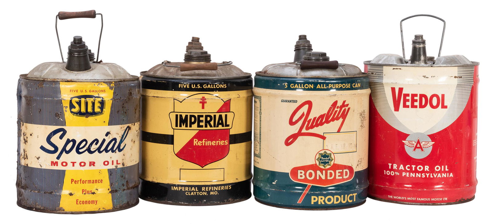 Four Five Gallon Vintage Oil Cans. Including Veedol (1 of 1)