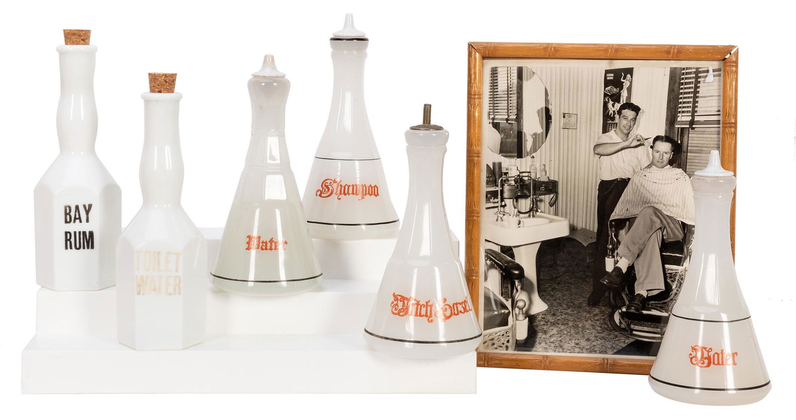 Group of Six Barber Bottles and Photograph. Including (1 of 1)