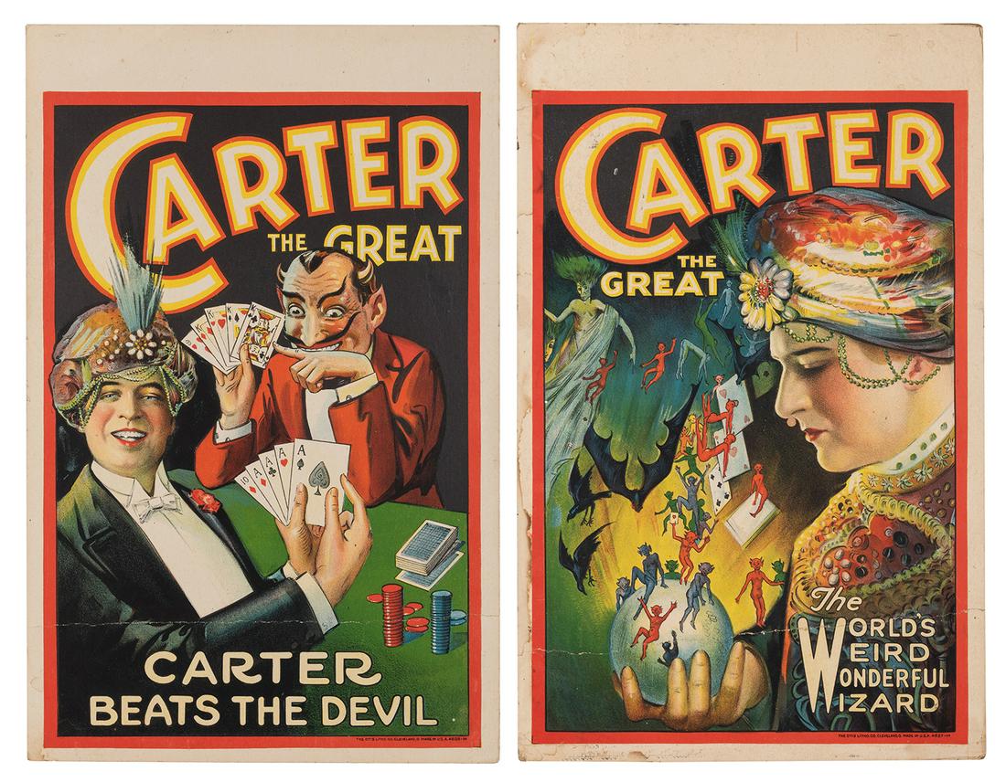 Carter the Great Window Cards. Otis Litho, ca. 1920s. (1 of 3)