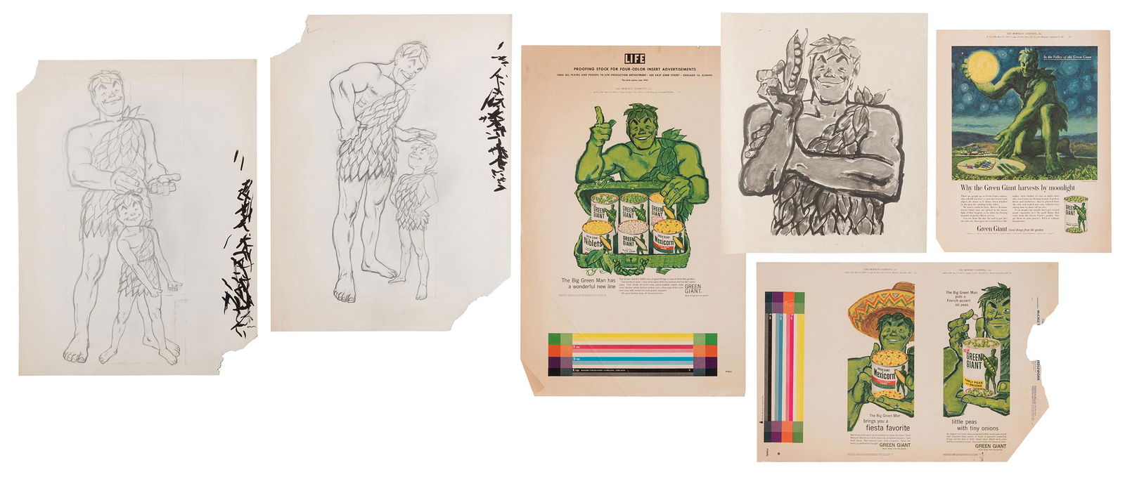 Original Jolly Green Giant Advertising Drawings. Circa (1 of 6)