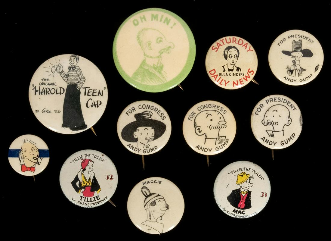 The Gumps and Other Comic Strip Pinbacks. Group of 11 (1 of 1)