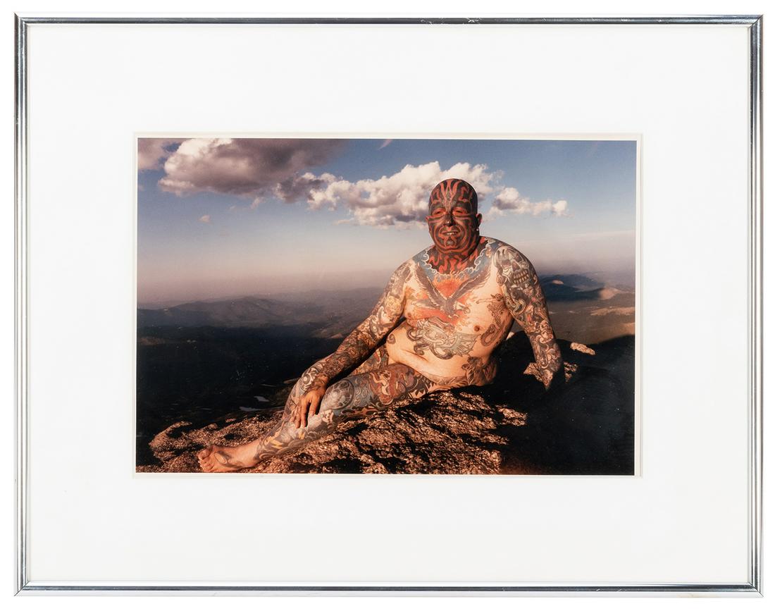 [Tattoo] Crisman, Jeff (b. 1953). Original Naked Tattoo: [Tattoo] Crisman, Jeff (b. 1953). Original Naked Tattoo Man Photograph. Signed by the artist. Framed, image area 8 ½ x 12”.