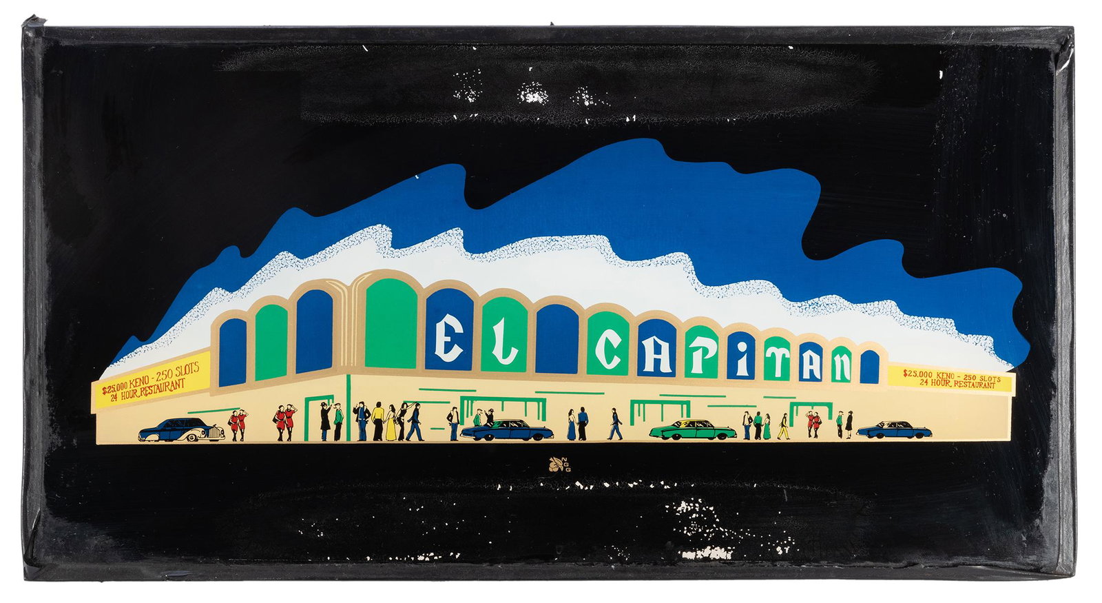 [Casino] Reverse Painted Glass Slot Machine Panel. From: [Casino] Reverse Painted Glass Slot Machine Panel. From the El Capitan casino. 8 x 14”. Few scuffs to paint.