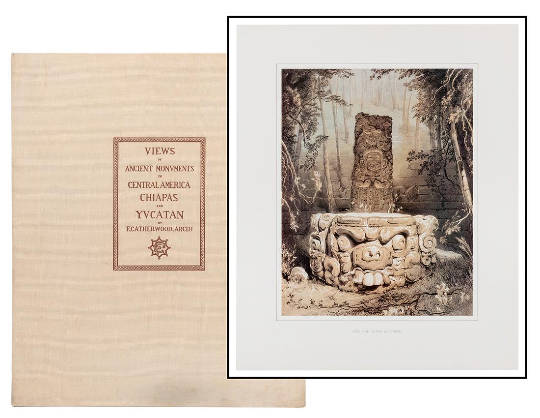 CATHERWOOD, Frederick. Views of Ancient Monuments in: CATHERWOOD, Frederick. Views of Ancient Monuments in Central America, Chiapas and Yucatan. [Mexico: Editora del Surieste, 1984]. Folio. 26 color plates in facsimile of the 1844 edition including the t