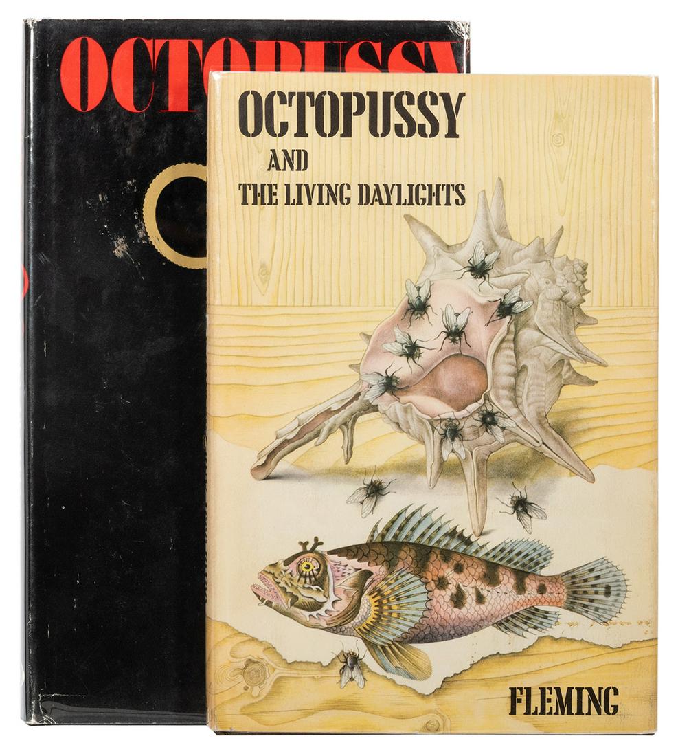 FLEMING, Ian (1908–1964). Octopussy and the Living: FLEMING, Ian (1908–1964). Octopussy and the Living Daylights. London: Jonathan Cape, [1966]. 8vo. FIRST EDITION, FIRST PRINTING. Publisher's black cloth stamped in silver, spine titled in silver, or