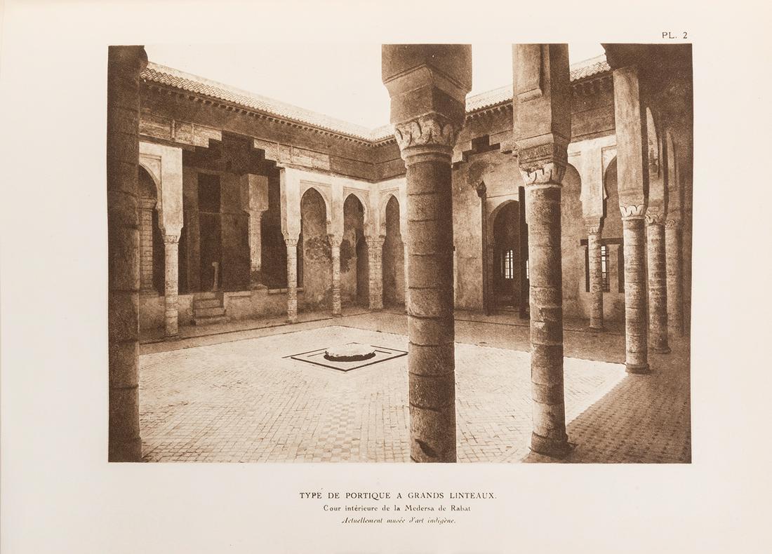 GALLOTTI, Jean (1881–1972). Moorish Houses and Gardens: GALLOTTI, Jean (1881–1972). Moorish Houses and Gardens of Morocco. New York: William Helburn, n.d. [ca. 1926]. 2 volume set. 4to. Profusely illustrated with intertextual woodcuts, 136 sepia toned ph