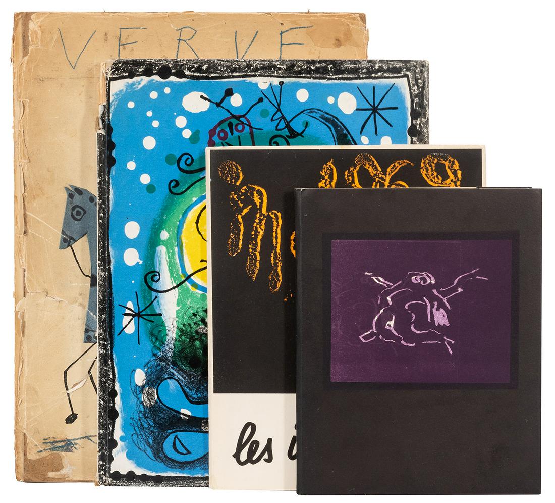 [ARTIST’S CATALOGUES] Four Pablo Picasso, Joan Miró,: [ARTIST'S CATALOGUES] Four Pablo Picasso, Joan Miró, Man Ray, and Dorothea Tanning Catalogues. Includes Verve Vol. VII, No. 25 et 26. (Paris, 1951; spine and rear cover wrap perished, extremities chi