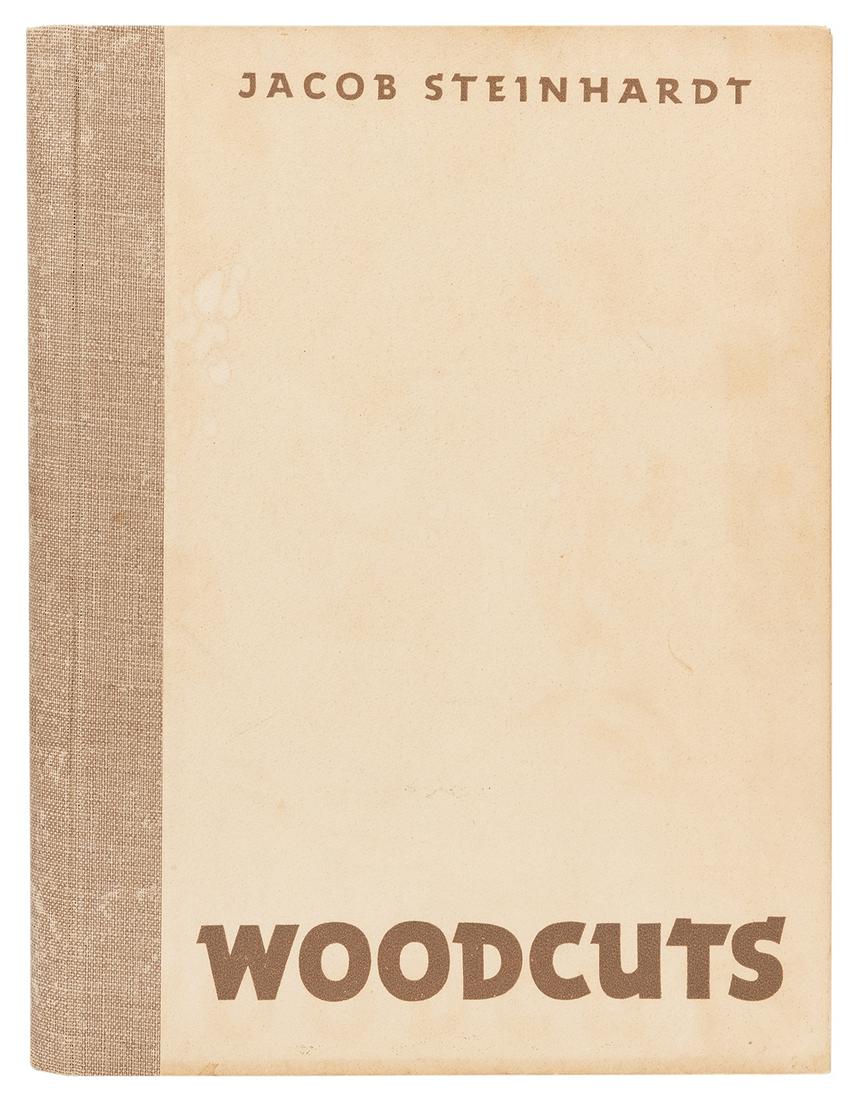 STEINHARDT, Jacob (1887–1968). Woodcuts. Jerusalem: The: STEINHARDT, Jacob (1887–1968). Woodcuts. Jerusalem: The Jerusalem Art Publishing Society, [ca. 1952]. Folio. Illustrated with 57 woodcuts by Steinhardt, 16 hand colored. Publisher's linen backed pap
