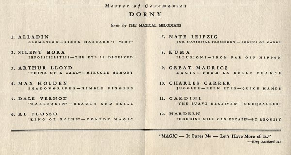 Over 100 vintage magician's and convention program