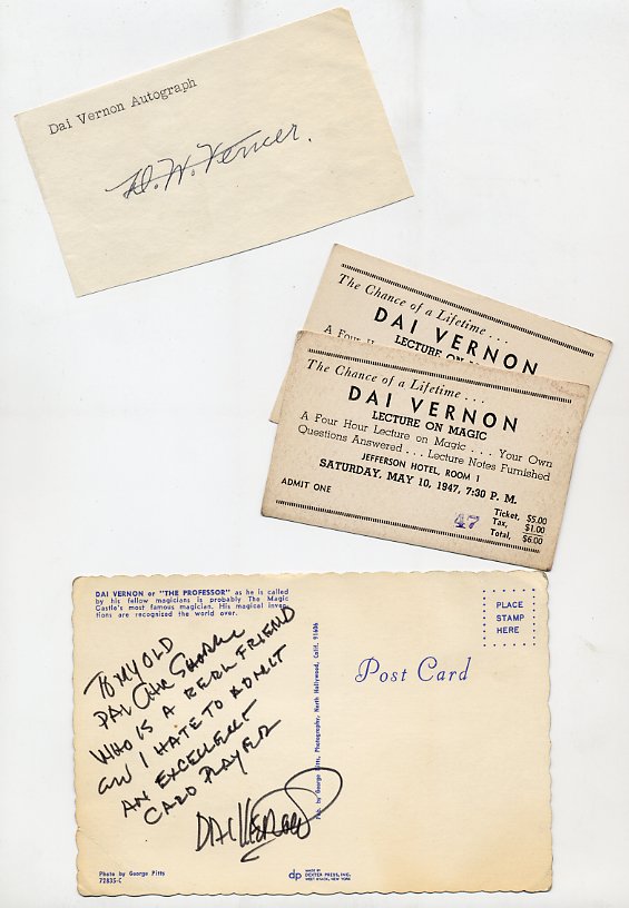 Vernon, Dai. Group of eight pieces of ephemera