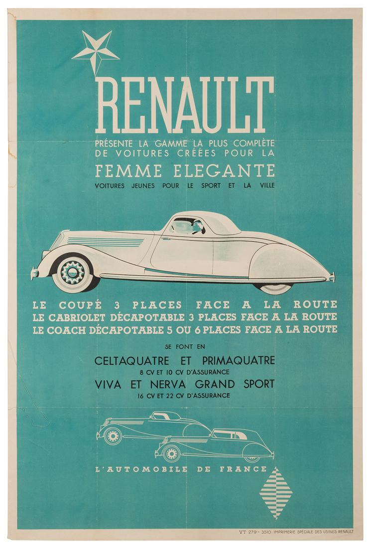 Renault…Femme Elegant. Circa 1930s. Lithograph in (1 of 1)