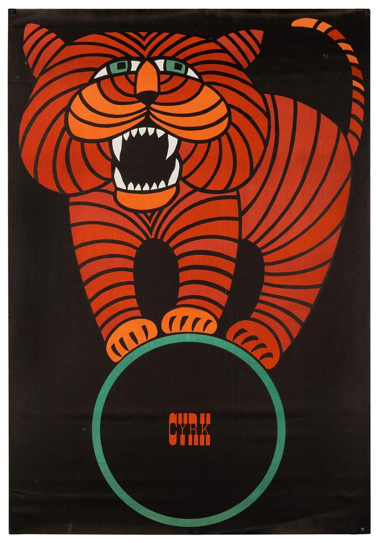 Cyrk / [Red Tiger]. 1960s. Offset lithograph with a (1 of 1)