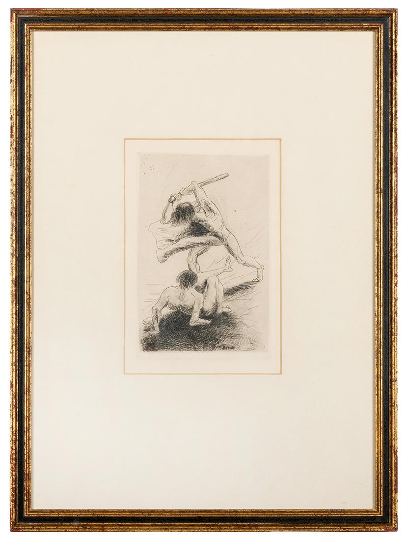 Redon, Odilon (1840-1916). Cain and Abel. Etching. (1 of 2)