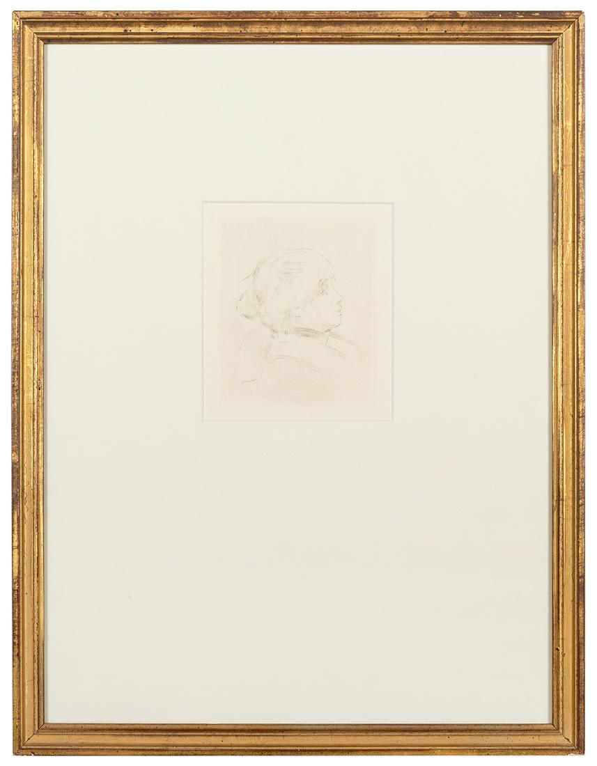 Renoir, Pierre A (1841-1919). Berthe Morisot. Etching, (1 of 2)