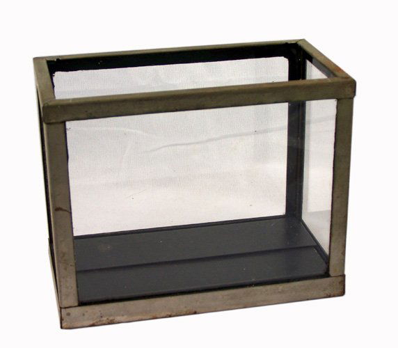 Aquarium: Aquarium. New Haven, Petrie and Lewis, ca. 1930. Empty nickel-plated aquarium is filled with water and covered with a handkerchief. A moment later, it is revealed to be full of live fish. Hallmarked.