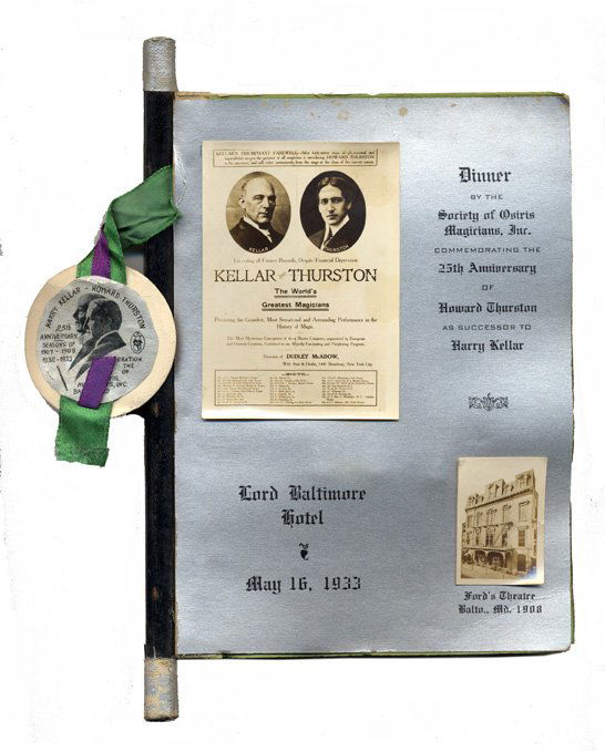 Dinner by the Society of Osiris - Thurston anniv.: [Thurston] Dinner by the Society of Osiris Magicians, Inc. Commemorating the 25th Anniversary of Howard Thurston as Successor to Harry Kellar. Elaborate handmade program for the Baltimore-based magic