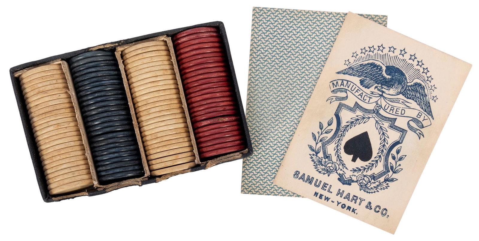 Samuel Hart & Co. Faro Deck, with Case and Chips. New (1 of 2)