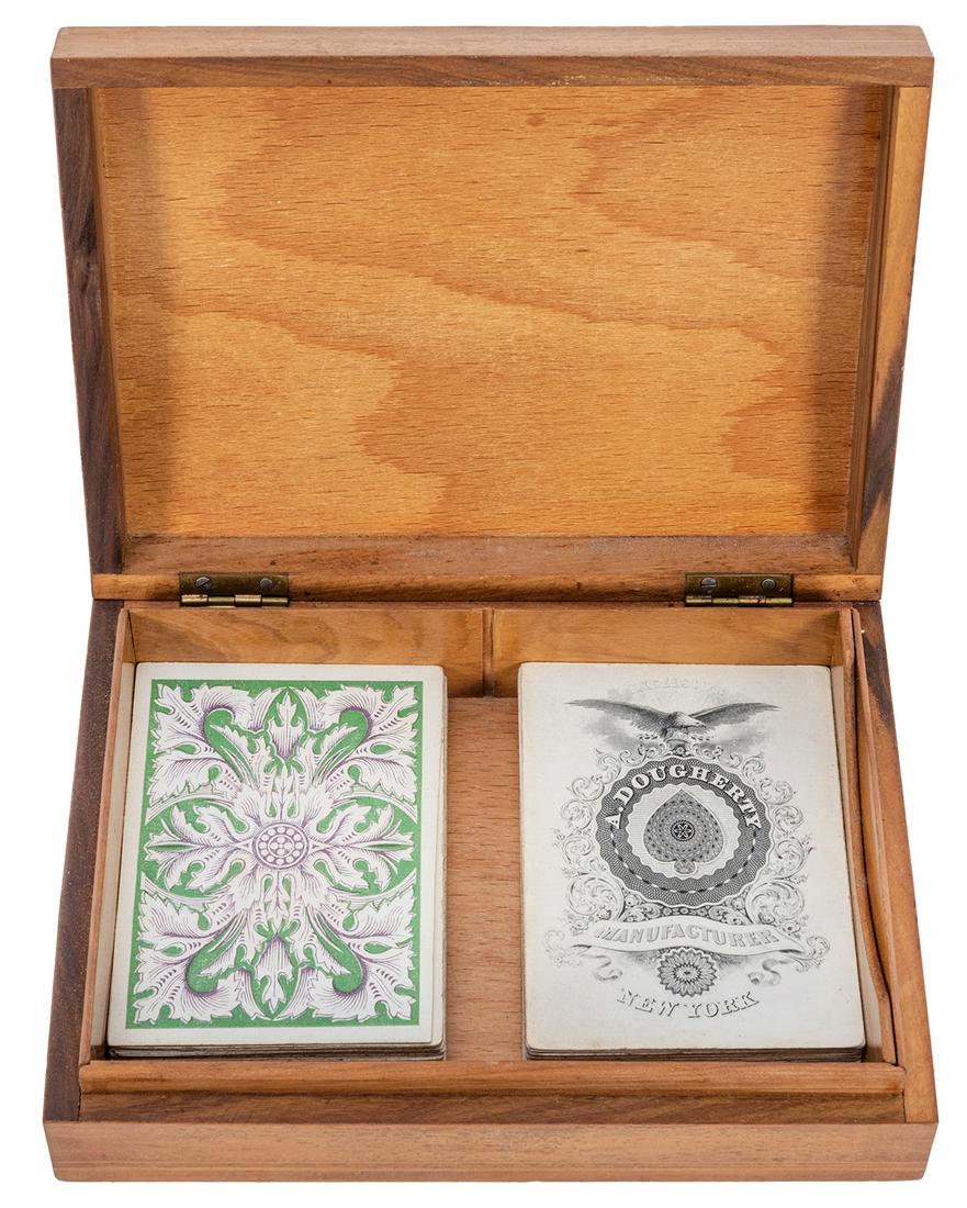 Andrew Dougherty Bezique Decks in Inlaid Box. New York, (1 of 2)