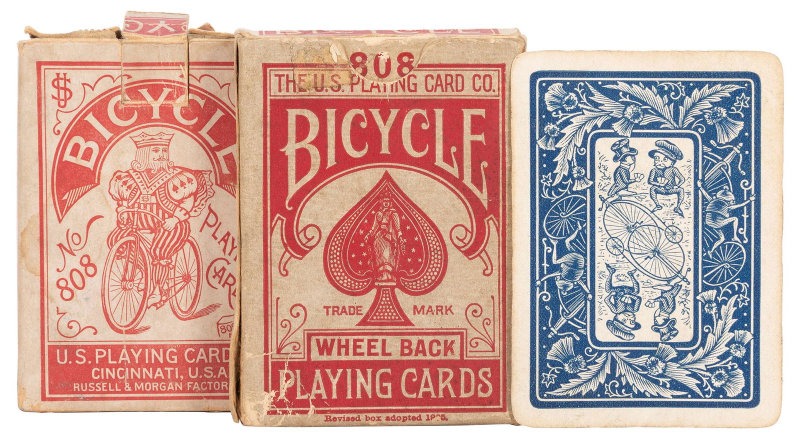 Three Early Bicycle 808 Decks of Playing Cards. (1 of 2)