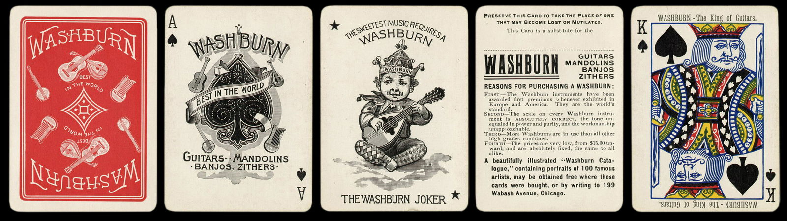 Washburn Guitars Advertising Playing Cards. Circa 1900. (1 of 2)