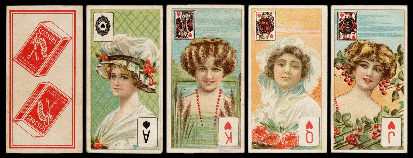 Willis Beauties Tobacco Insert Cards. Bristol: W. D. &: Willis Beauties Tobacco Insert Cards. Bristol: W. D. & H. O. Willis, ca. 1911. Complete set of 52, depicting color portraits of beautiful women. Backs both crosshatched and plain (likely a marriage of