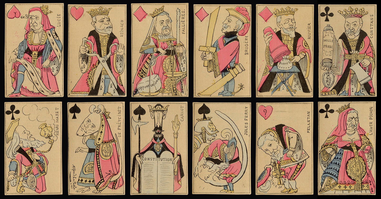 Twelve Satirical French Court Cards. Paris: Le Pilori, (1 of 1)