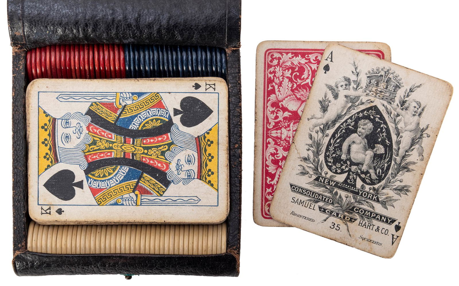 Antique Traveler’s Leather Poker Set. Circa (1 of 2)
