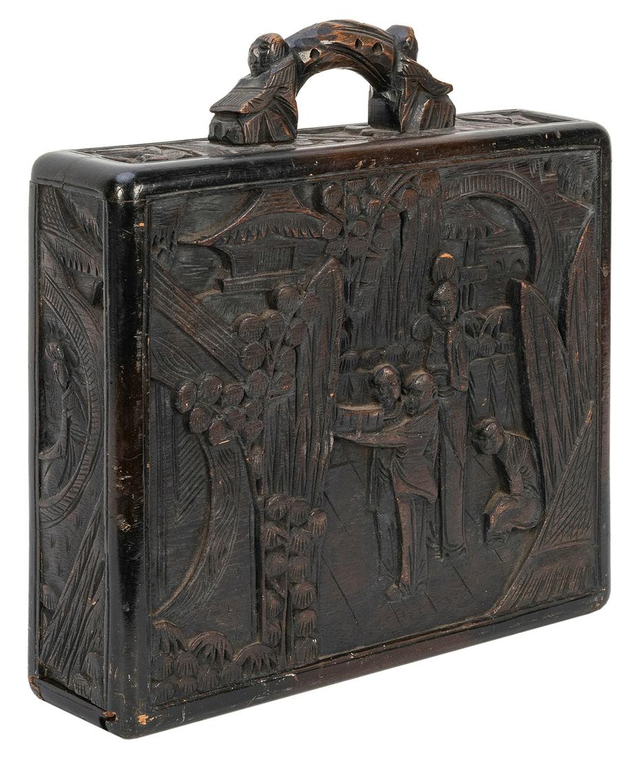 Carved Black Forest Gaming Chip Carrying Case. Deeply (1 of 4)