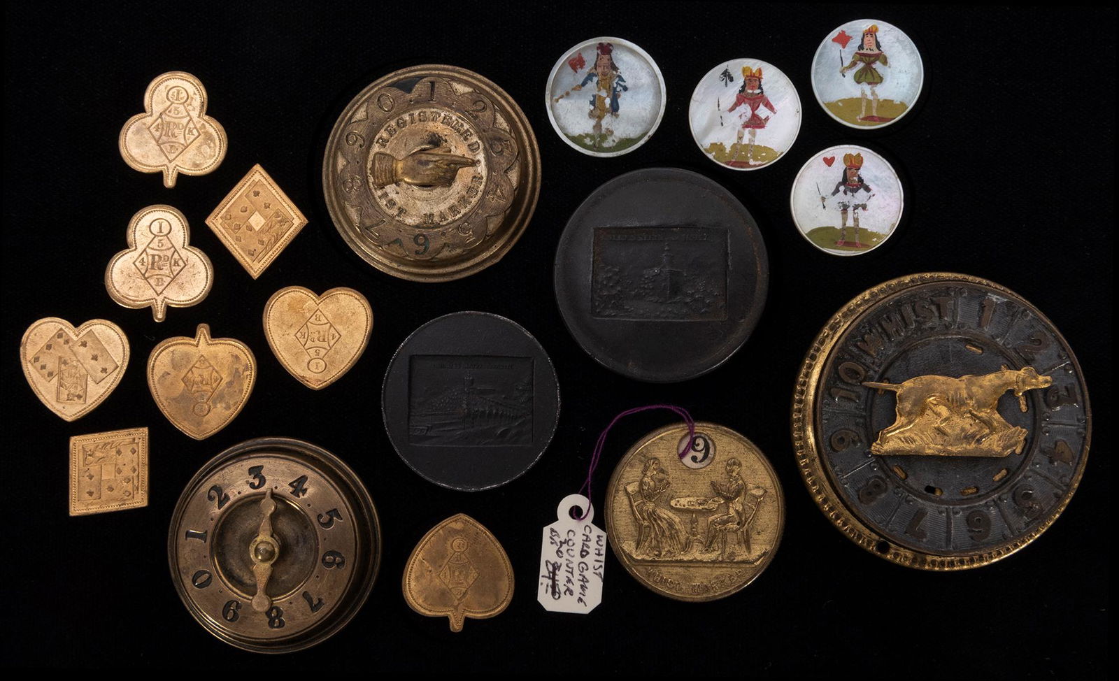 Group of Brass and Metal Whist and Game Counters. (1 of 1)