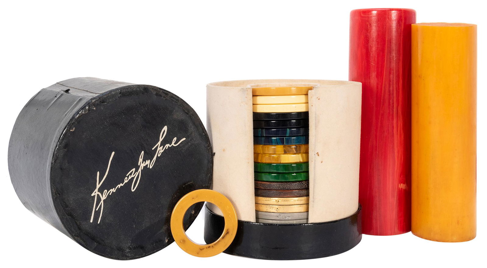 Kenneth J. Lane Bakelite Earring Set and Bakelite Rods. (1 of 1)