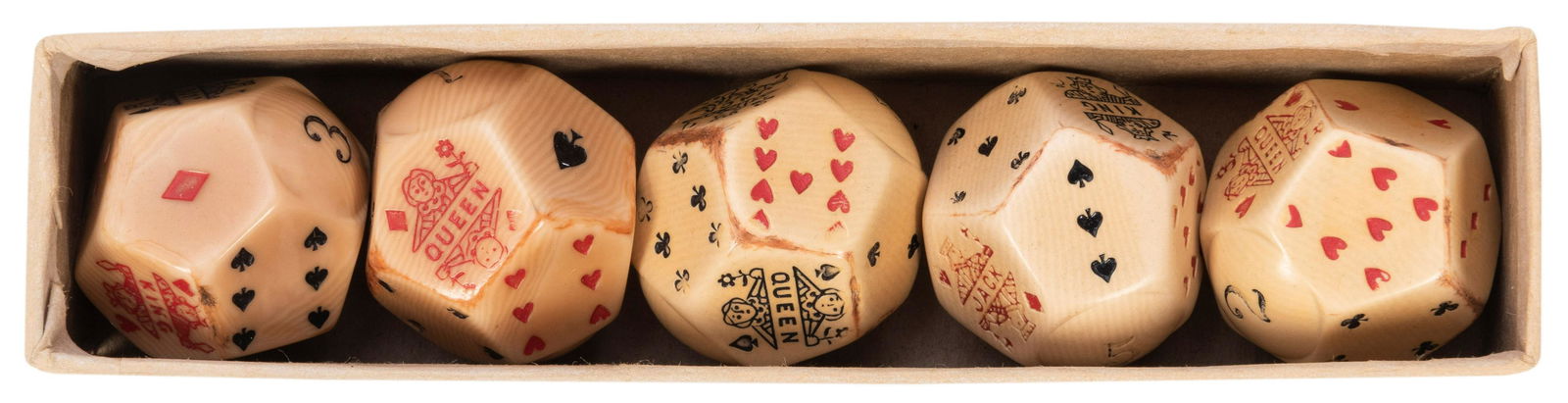 Montana Dice Set. Complete set of five celluloid (1 of 1)