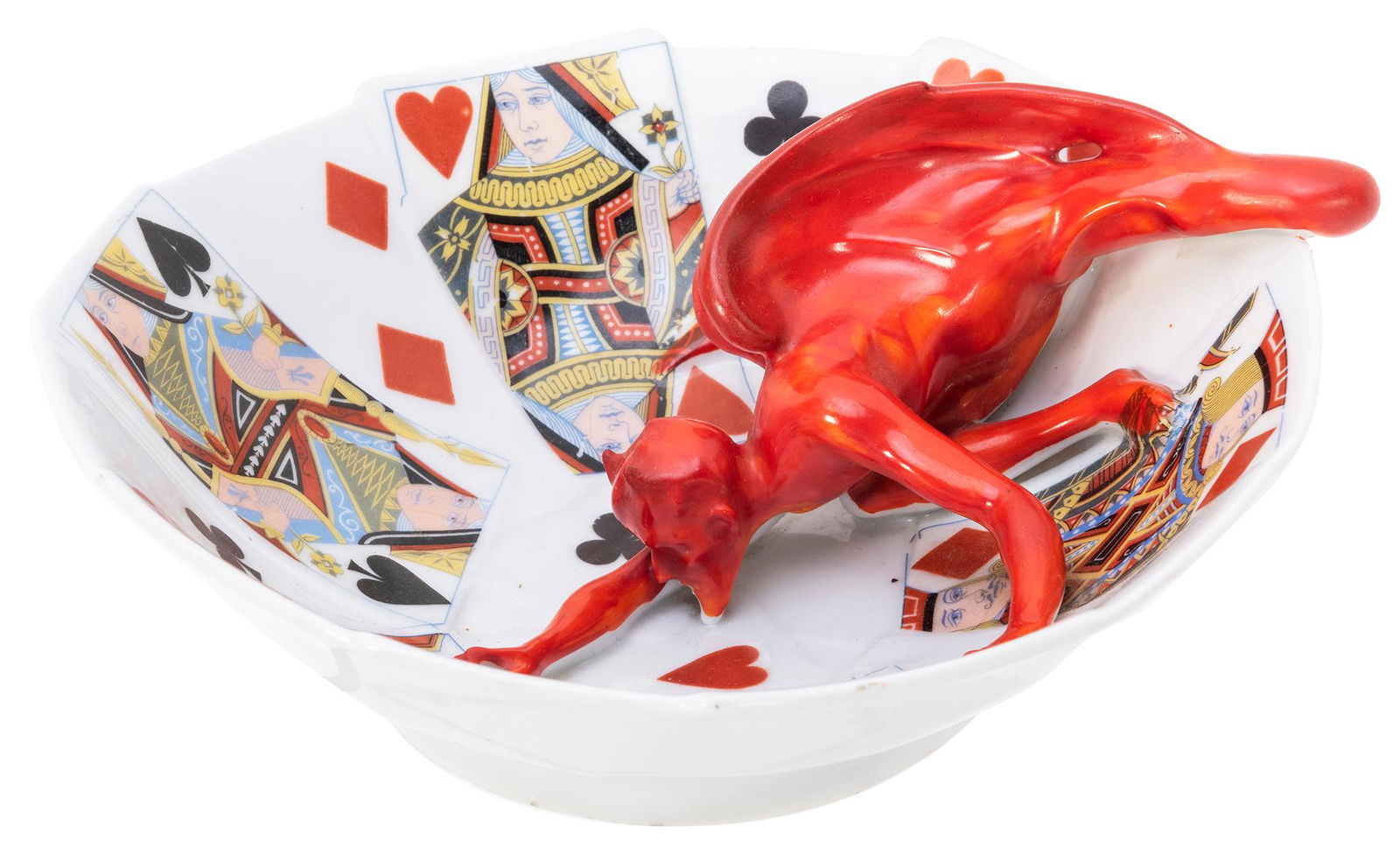 Royal Bayreuth Devil & Cards Deep Candy Bowl.  (1 of 3)