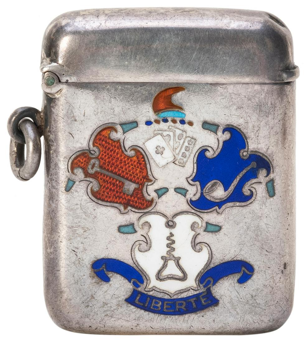 French Sterling Match Safe with Playing Cards. Antique (1 of 1)