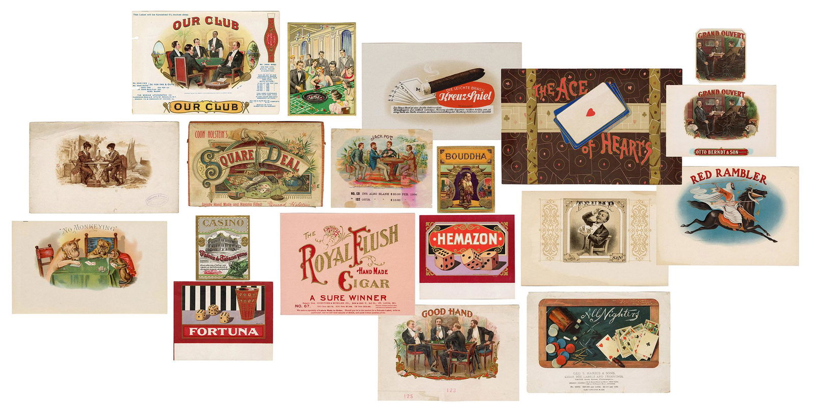 [Tobacciana] Poker and Gambling Cigar Label Collection. (1 of 17)
