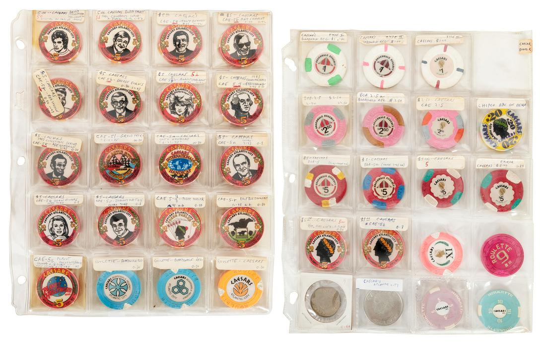 Caesars Atlantic City Casino Chip Lot. 39 chips, (1 of 1)