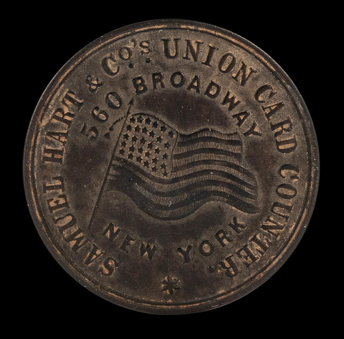 Samuel Hart & Co. Advertising Token. New York, ca. (1 of 2)