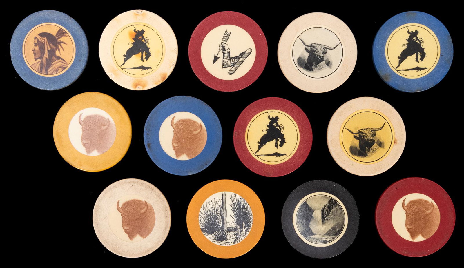 Assorted USPC Western Americana Crest & Seal Chips. (1 of 1)