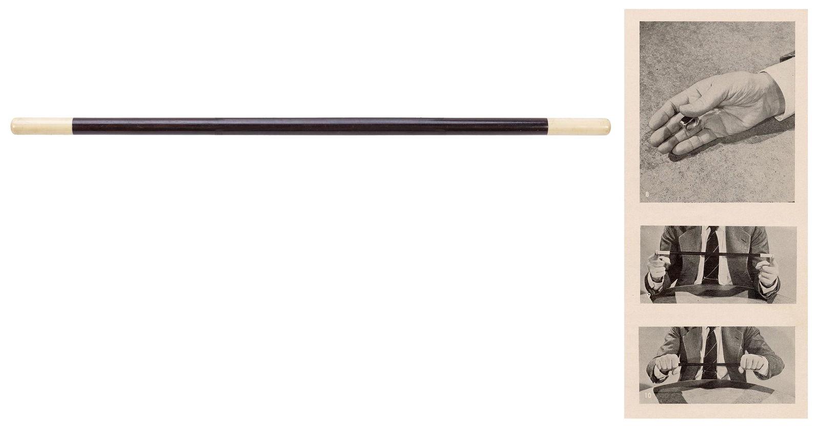 Vernon, Dai (David Frederick Wingfield Verner). Dai: Vernon, Dai (David Frederick Wingfield Verner). Dai Vernon’s Stars of Magic Wand. Circa 1940. Hardwood wand with bone white tips, owned and used by Dai Vernon, and clearly pictured in the photog