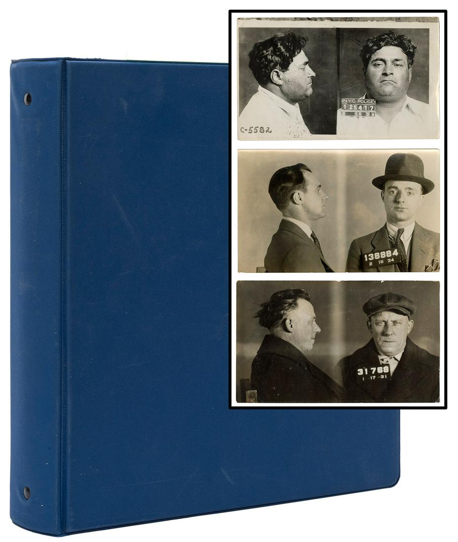 [CRIME–MUGSHOTS]. Collection of 175 Mugshot Photographs: [CRIME–MUGSHOTS]. Collection of 175 Mugshot Photographs of “Tough Guys”. Circa 1930s–50s. Original double mugshot photos (face and profile) of males from largely the East Coast
