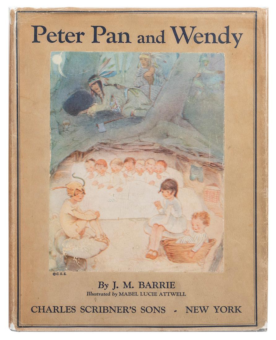 BARRIE, James Matthew (1860–1937). Peter Pan and Wendy.: BARRIE, James Matthew (1860–1937). Peter Pan and Wendy. New York: Charles Scribner’s Sons, 1926. Large 8vo. 9 full–page color plates including frontispiece, 19 black & white in text