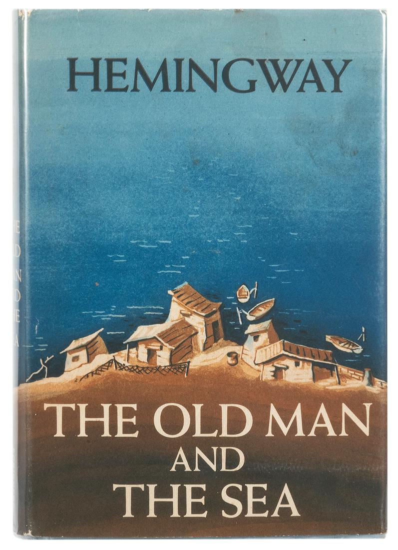 HEMINGWAY, Ernest (1899–1961). The Old Man and the Sea.: HEMINGWAY, Ernest (1899–1961). The Old Man and the Sea. New York: Charles Scribner's, 1952. 8vo. Publisher's light blue cloth with the author's signature blind stamped to upper cover (few pale s