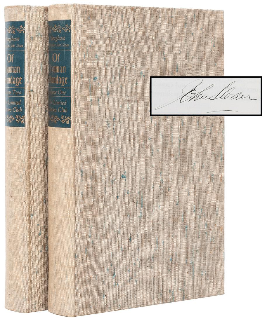 [LIMITED EDITIONS CLUB]. MAUGHAM, W. Somerset: [LIMITED EDITIONS CLUB]. MAUGHAM, W. Somerset (1874-1965). Of Human Bondage. New Haven: Limited Editions Club, 1938. 2 volumes, 8vo. 16 etchings by John Sloan. Publisher’s linen, teal leather sp
