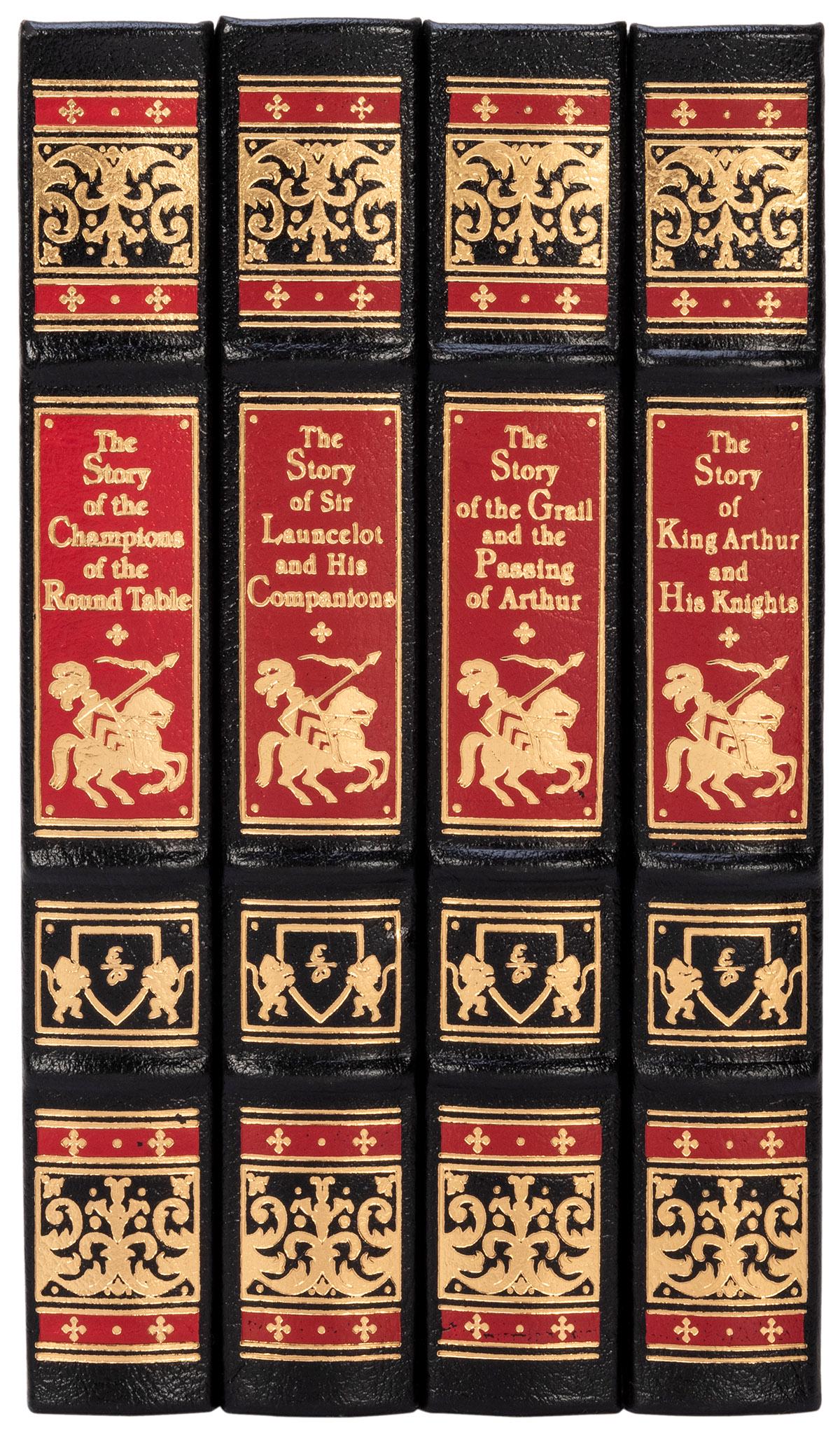 PYLE, Howard, illustrator. [Legends of King Arthur…].: PYLE, Howard, illustrator. [Legends of King Arthur…]. Norwalk: The Easton Press, 1996. Together, 4 works in 4 volumes. 8vo. Illustrated. Publisher’s black leather stamped in gilt and red, 